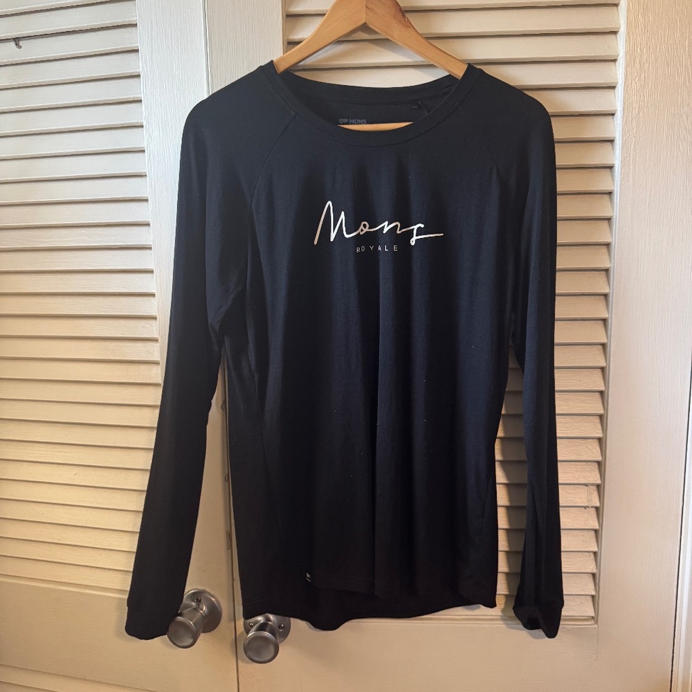 Mons Royale Women’s Icon Merino Air-Con Long Sleeve — Size L — Black